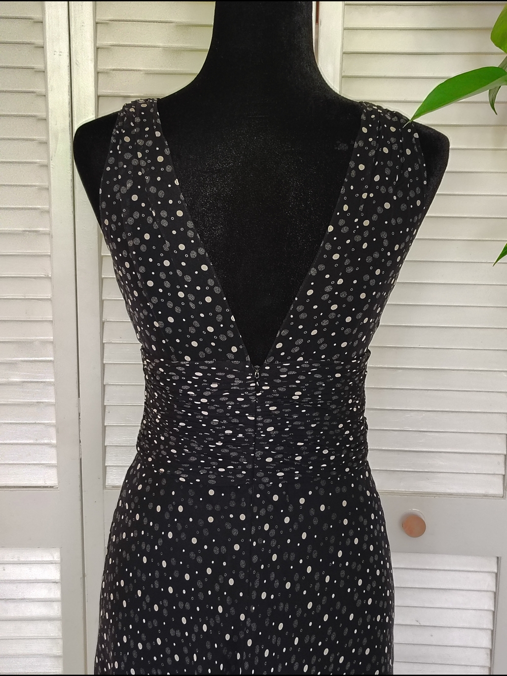 White House Black Market Black Polka Dot Silk Midi Dress Size 2 – Like New - Picture 7 of 16